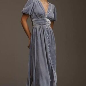 Anthropologie Katerina Velvet Dress Periwinkle Blue Size 2